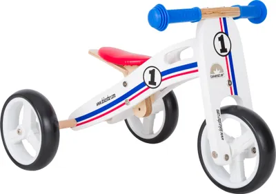 Produktbild von BIKESTAR Mini Kinder Laufrad mit zwei und drei Rädern ab 1 – 1,5 Jahre | 2 in 1 Lauflernrad Holz | Weiß