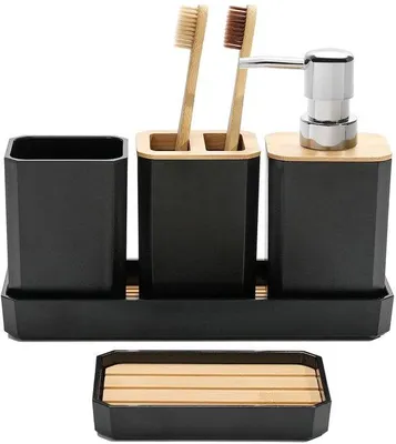 Produktbild von Azomor® Stilvolle 5-teilige Badezimmeraccessoires-Set für ein organisiertes und modernes Badezimmer
