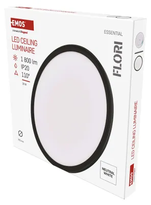 LED přisazené svítidlo FLORI kruhové, černé, 18W, neutrální bílá