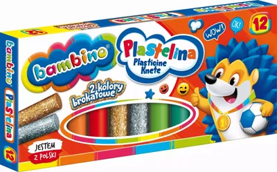 Obrázok produktu pre Bambino plastelína 12 farieb zlatá+strieborná