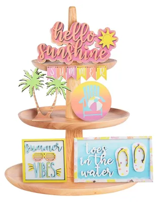 Produktbild von Solidchoice – Set mit 12 Miniatur-Holz-Sommerdekorationen für den Tisch