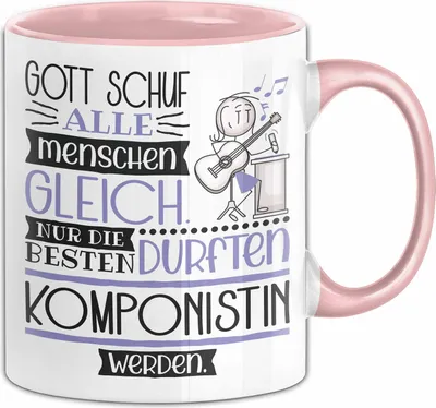 Produktbild von Komponistin Geschenk Becher Tasse Gott Schuf Alle Menschen Gleich Nur Die Besten Durfeten Komponistin Werden Geschenkidee Lustig (Rosa)
