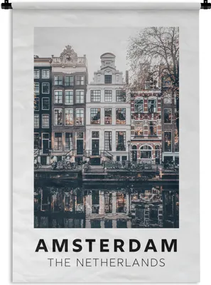 Produktbild von MuchoWow® Wandteppich Wandbehang Amsterdam - Niederlande - Huizen 90x135 cm Tapisserie Dekoration Wandtuch - Baumwolle - Wandskulptur