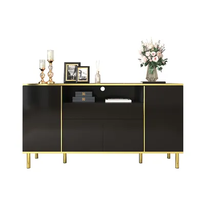 Produktbild von Sideboard mit Schublade Aufbewahrungsschrank Kommode für Wohnzimmer B150/T40/H80cm Schwarz