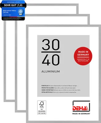 Produktbild von DEHA 3er SET Aluminium Bilderrahmen Tribeca, 30x40 cm, Struktur Silber Matt