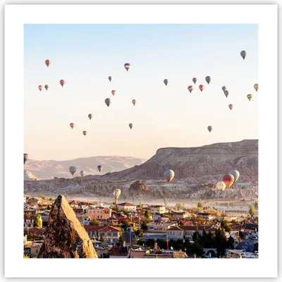 Produktbild von Poster - Poster ohne Rahmen - Berge Ballon Flug - 50x50 cm - Wand Bild - Wanddeko - Wandbilder - Kunstposter - Wandposter - Bilder - Kunstdruck - Wanddekoration - Wandbild - P2XAC50x50-3997