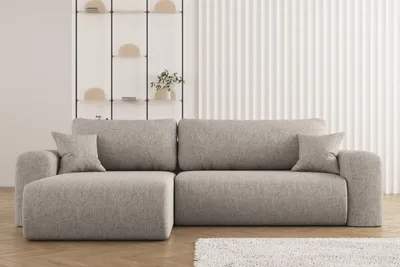 Produktbild von Ecksofa mit Schlaffunktion und Stauraum für Bettzeug, L-förmiges ,Capri Stoff Verita Links Warmbeige