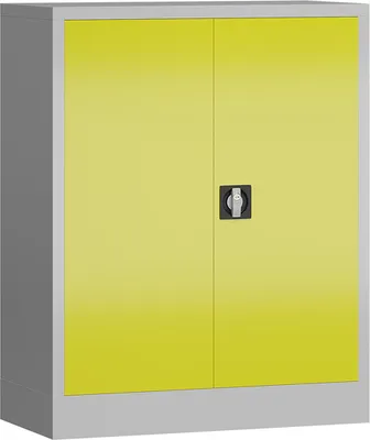 Produktbild von Metallschrank abschließbar Flügeltürenschrank Aktenschrank 100x80x38cm grau/gelb X-530316