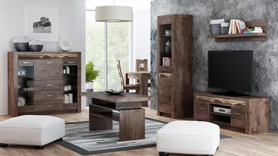 Obrázek produktu pro Nábytek do obývacího pokoje s LED osvětlením CHALAPATA 1 - jasan tmavý