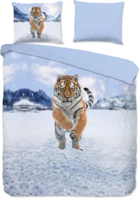 Produktbild von Guten Morgen Bettbezug "Tiger im Schnee" - multi - (240x200/220 cm) - Baumwolle 100% Flanell
