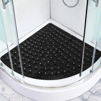 Obrázek produktu pro Ibenzoa® Protiskuzová rohová sprchová podložka, černá, 70 x 70 cm – vodoodpudivá mikrovlákna, protiskluzová podložka do rohových sprch