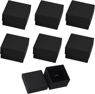 Imagen del producto de Cajas de cartón kraft, paquete de 6 unidades, de 5x5x3,7 cm, para anillos y joyería