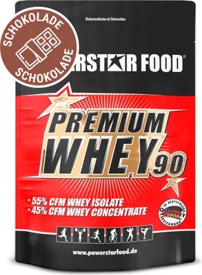 Produktbild von Powerstar PREMIUM WHEY 90 | 90% Protein i.Tr. | Whey-Protein-Pulver 4000 g | 55% CFM Whey Isolat & 45% CFM Konzentrat | Eiweiß-Pulver Chocolate