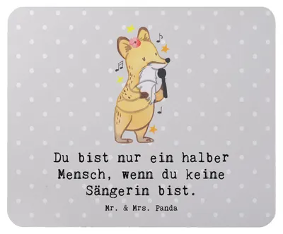 Produktbild von Mr. & Mrs. Panda Mauspad Sängerin Herz - Grau Pastell - Geschenk, laptop, Mouse Pad, Mousepad, mousematte, computermatte