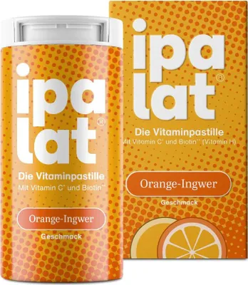 Produktbild von ipalat Vitaminpastillen Orange-Ingwer: Für Abwehrkräfte und Schleimhäute, 40 St. Pastillen