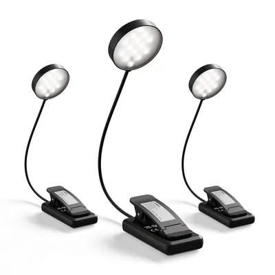Produktbild von LQWELL Nachttisch-Leselampe, wiederaufladbare USB-Leselampe, 3 Farbtemperaturen, 10 Helligkeitsstufen, stufenlos dimmbar, 360° flexibles (Schwarz, 3