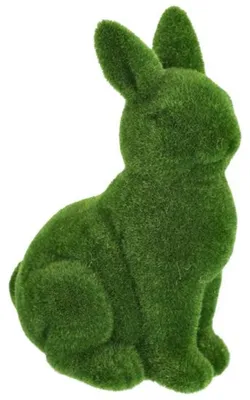 Produktbild von Deko-Statue Osterhase / Kaninchen - sitzend - grun - Kunstmoos - 25 cm