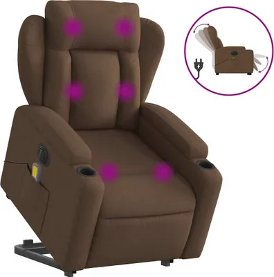 Obrázok produktu pre vidaXL Elektrické masážne kreslo so stojacou pomôckou hnedá látka
