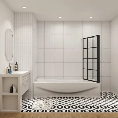 Produktbild von AICA Badewannenaufsatz 80cmx140cm Schwarz mit 75cm Seitenwand Faltwand Duschwand 6mm ESG-glas Badewanne Duschabtrennung Badewannenfaltwand