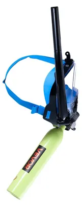 Produktbild von Mini-Tauchflasche mit Unterwassermaske, 0,5 l tragbare Tauchflasche zum Atmen unter Wasser, wiederverwendbare Lungen-Tauchflasche für bis zu 10 Minuten Tauchzeit, Notfall-Ponyflasche mit Pumpe zum Schnorcheln