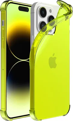 Produktbild von Smartphonica iPhone 14 Pro transparente  stoßfeste Silikonhülle mit Bumper - Neongelb