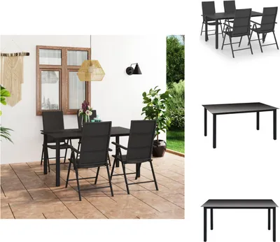 Image de vidaXL Ensemble de jardin 5 pièces noir - Ensemble de meubles de jardin