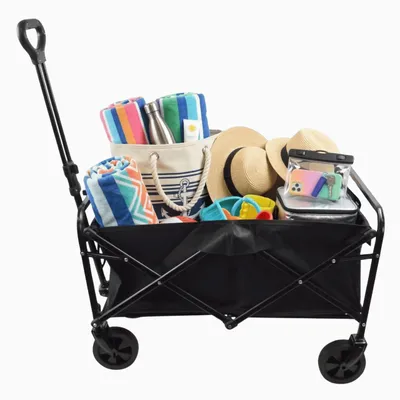 Produktbild von Bollerwagen Faltbar 90L Gartenwagen Strandwagen Handwagen Transportwagen Schwarz