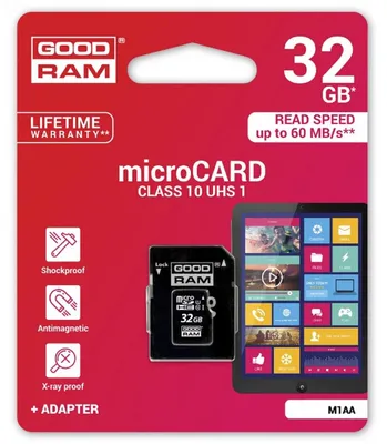 Obrázok produktu pre Pamäťová karta MicroCARD microSDHC 32GB Class 10 UHS-I s adaptérom do 60 MB/s