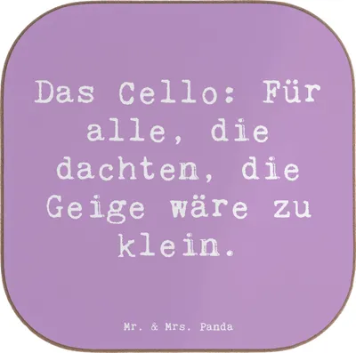 Produktbild von Mr. & Mrs. Panda Holzuntersetzer Spruch Cello Magie - Lavendeltraum - Geschenk, Solo, Musikinstrument, gläseruntersetzer, Orchester, Lernen, Musiker, Klassische Musik