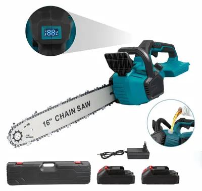 Image de Scie à chaîne électrique, 2 batteries - 1800 W - Lame de scie de 16 pouces
