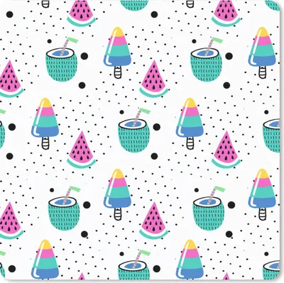 Produktbild von MuchoWow® Mauspad Mousepad Muster - Eiscreme - Wassermelone 20x20 cm - Mousepads - Maus Mat - Pad - Mausunterlage - Desk Mat - Bureauartikeln