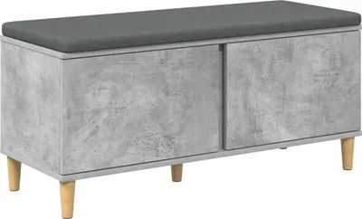 Produktbild von vidaXL Flurbank mit Kissen mit Speicher Betongrau 100 x 38 x 46 cm