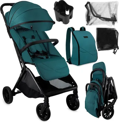 Produktbild von MoMi ANDREA Kinderwagen in Grün mit automatischem Klappmechanismus