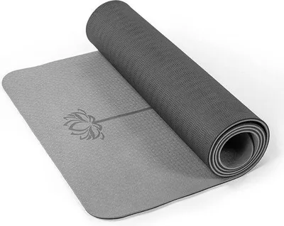 Image de Tapis de yoga 1/3 pouce gris-noir pour femmes, fitness