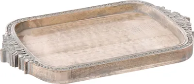 Produktbild von BELIANI Serviertablett Hellbraun Mangoholz Verzierungen Rustikaler Stil Dekoratives Dekotablett Kaffeebrett Wohnaccessoires Küche Esszimmer