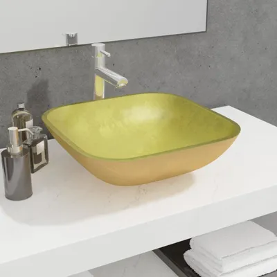 Produktbild von The Living Store Waschbecken Glas 42x42x14 cm Gold