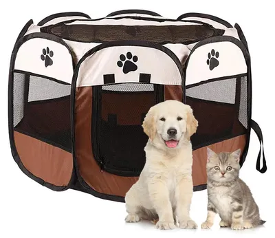 Immagine prodotto di Omgoods - Recinto portatile per cani, adatto per interni ed esterni, realizzato in tessuto Oxford impermeabile