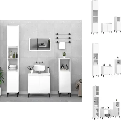 Immagine prodotto di vidaXL Set di mobili da bagno 3 pezzi in legno bianco - Set di mobili da bagno