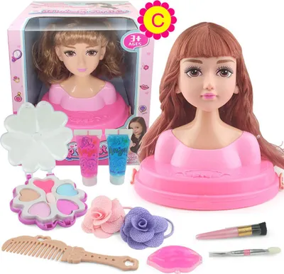 Produktbild von Mädchen-Kosmetikpuppe - Stil C, Mit Ponyfrisur & Zubehör - Für Rollenspiel, Frisiertraining & Geschenk