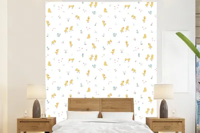 Produktbild von MuchoWow® Fototapete für Wohnzimmer oder Schlafzimmer Wandtapete Vinyl Motivtapete Ente - Baby - Tiere - 225x280 cm - Wohnzimmer tapete