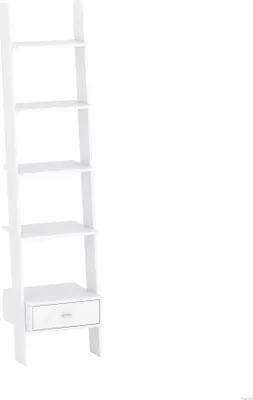 Produktbild von Leiter Bücherregal 188x45x37 cm mit Schublade Farbe weiß