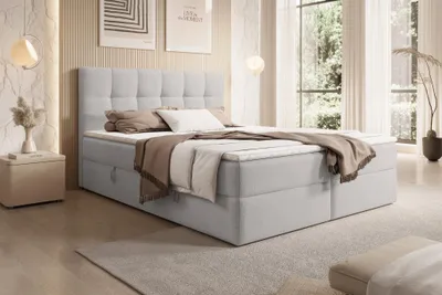 Produktbild von Boxspringbett Schlafzimmerbett ARTURO 120x200cm Stoff Freya Silbergrau