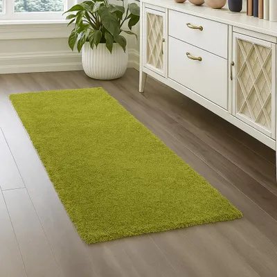 Produktbild von Shaggy Teppich in Naturgrün für Wohnzimmer und Schlafzimmer – weich, gemütlich und stilvoll Größe - 60 x 110 cm