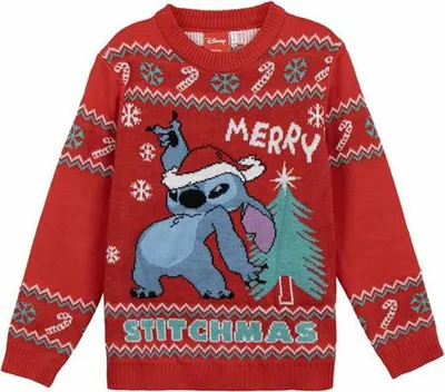 Image de Pull unisexe Stitch Rouge 10 ans