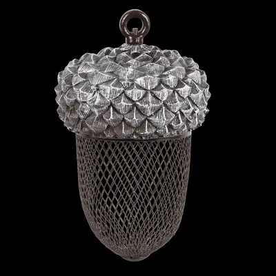Zdjęcie produktu dla Karmnik Esschert Design w kształcie żołędzia, wykonany z żywicy poliestrowej i metalu, wymiary: 14,0 x 14,0 x 22,2 cm