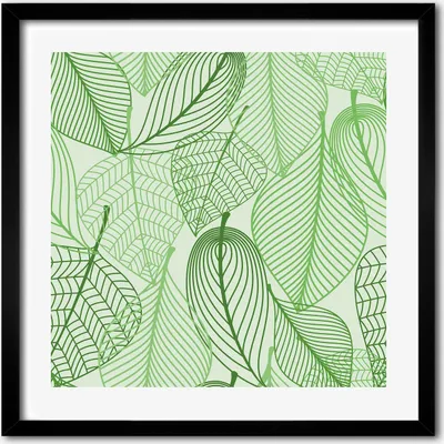 Produktbild von Bild - 50 cm x 50 cm - MDF - Rahmen, Wandkunst - Blätter Muster