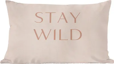 Produktbild von MuchoWow® Zierkissen Sofakissen Wohnzimmer Dekokissen 60x40 cm Zitate - Text - Wild bleiben - Kopfkissen - Polster mit Foto