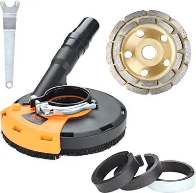 Obrázok produktu pre Clanmacy odsávacia kapota uhlovej brúsky s krúžkom 115/125 mm pre uhlové brúsky Profesionálna diamantová brúsna miska s univerzálnou odsávacou kapotou odsávanie prachu na betón¡