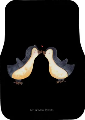 Produktbild von Mr. & Mrs. Panda Fußmatte Fürs Auto Pinguin Liebe - Schwarz - Geschenk, Bodenmatte, Freundin, Automatte, Pärchen, Vertraut, Hochzeit, Geschenkidee, Schutzmatte, Love