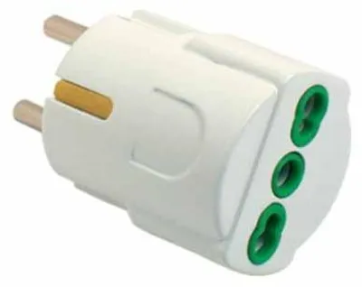 Image de FANTON 81090 Adaptateur de fiche secteur type E/F hybride type L (IT) blanc